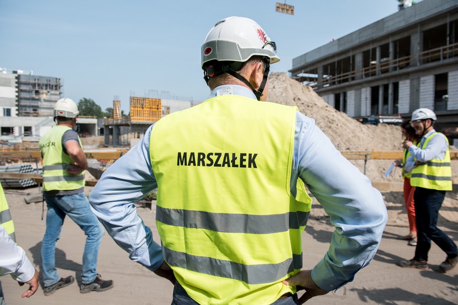 Wizytacja szpitala na Bielanach po sześciuset dniach od rozpoczęcia budowy, 30 sierpnia 2018 r., fot. Łukasz Piecyk