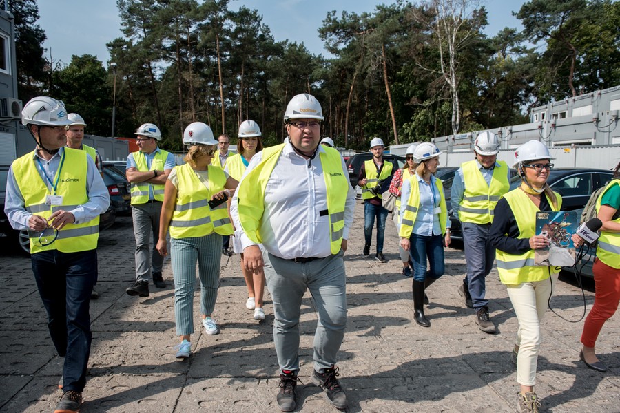 Wizytacja szpitala na Bielanach po sześciuset dniach od rozpoczęcia budowy, 30 sierpnia 2018 r., fot. Łukasz Piecyk