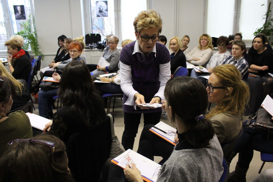 Elżbieta Gyzińska podczas prezentacji Wesoła matematyka