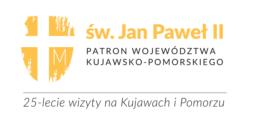 Logotyp św. Jan Paweł II - Patron Województwa Kujawsko-Pomorskiego - 25-lecie wizyty na Kujawach i Pomorzu