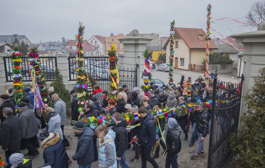 Pochód z palmami podczas Niedzieli Palmowej w Strzelnie, fot. Daniel Pach